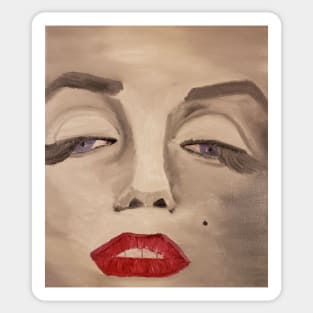 Fancy face oil painting by Tabitha Kremesec Sticker